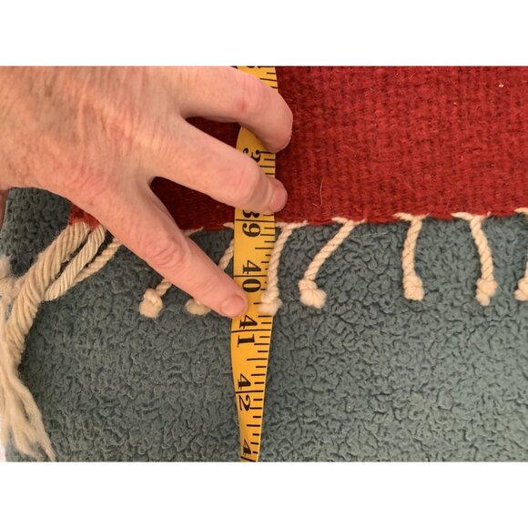 Vintage Zapotec Rug Women of the Cornfield Red Hand Woven Wool 23 x 41 Fringed - Picture 7 of 13